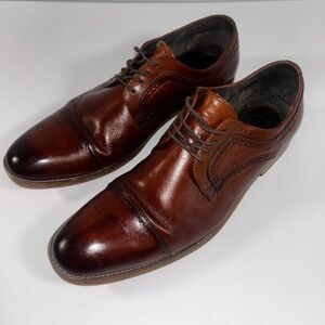 Stacy Adams Dress Shoes Mens Size 11.5M Cognac Oxford Cap‎ Toe Formal Business